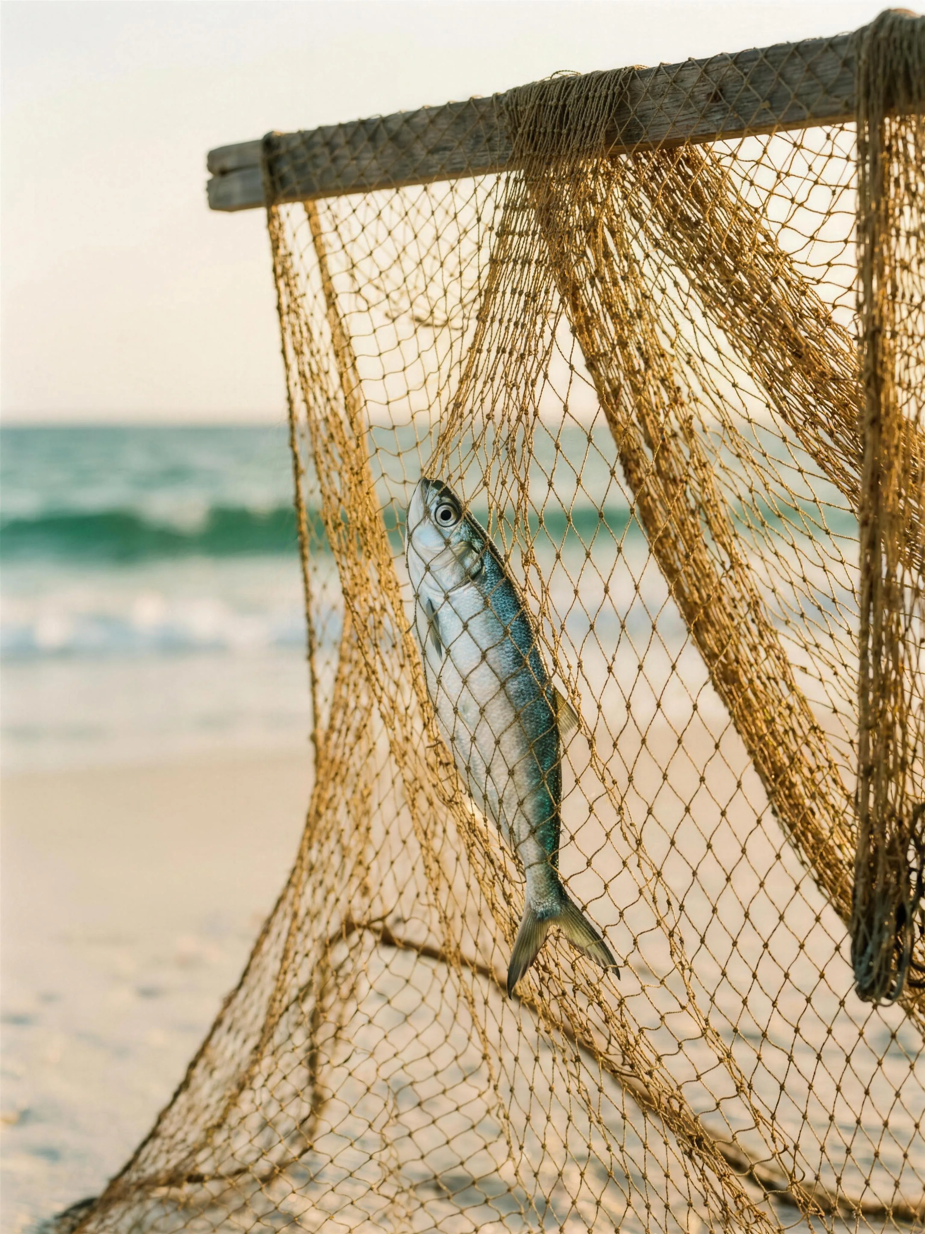 Gambar iringan bagi puisi “ikan dalam jala”.